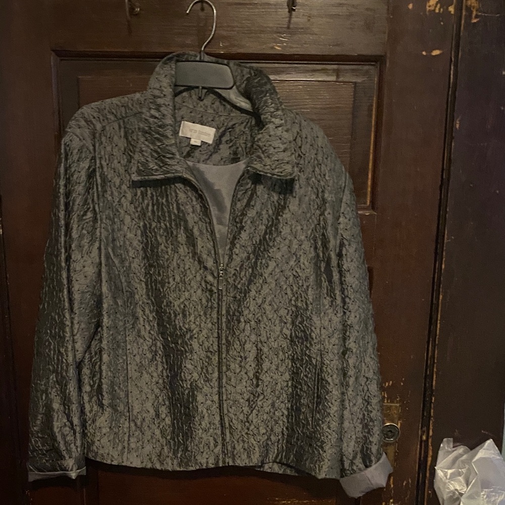 Erin London Women's Textured Gray Teddy Jacket